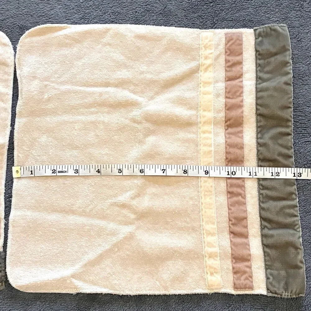 Vintage Fieldcrest Trousseau Luxury Set of 2 Washcloth Velvet Satin Trim 1960s